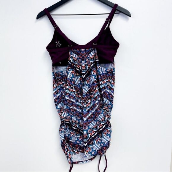 Athleta | Marrakesh Side Ruching Tankini Bikini Top Long Purple Blue | 34 B/C - Picture 2 of 5